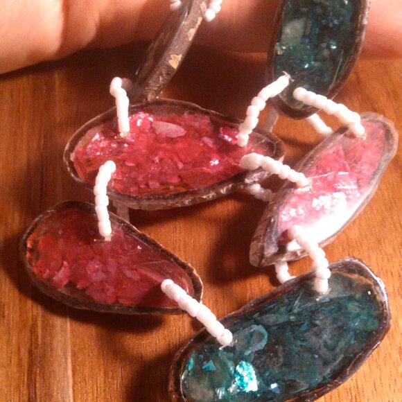 Multicolor Shell and Resin, Turquoise Color Beaded Necklace - Picture 10 of 15